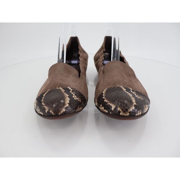 AGL Womens Ballet Flat Women's Size 37 7 Brown Snake Print Leather Slip On Shoes - Picture 2 of 12